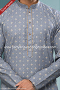 Designer Gray/Chikoo Color Cotton Fabric Mens Kurta Pajama PAWDAC1571
