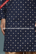 Designer Blue/Chikoo Color Cotton Fabric Mens Kurta Pajama PAWDAC1573