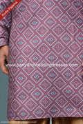Designer Pink/Chikoo Color Cotton Fabric Mens Kurta Pajama PAWDAC1577