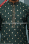 Designer Green/Chikoo Color Cotton Fabric Mens Kurta Pajama PAWDAC1580