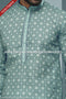Designer Pista Green/Off-white Color Cotton Fabric Mens Kurta Pajama PAWDAC1583