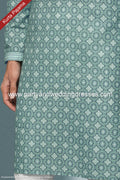 Designer Pista Green/Off-white Color Cotton Fabric Mens Kurta Pajama PAWDAC1583