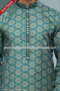 Designer Green/Tusser Color Cotton Fabric Mens Kurta Pajama PAWDAC1589