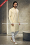 Designer Yellow/Off-white Color Cotton Fabric Mens Kurta Pajama PAWDAC1601