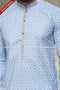 Designer Blue/Off-white Color Cotton Fabric Mens Kurta Pajama PAWDAC1603