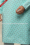 Designer Firozi Green/Off-white Color Cotton Fabric Mens Kurta Pajama PAWDAC1605
