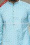 Designer Blue/Off-white Color Cotton Fabric Mens Kurta Pajama PAWDAC1607
