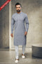 Designer Gray/Off-white Color Cotton Fabric Mens Kurta Pajama PAWDAC1608