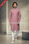 Designer Dark Pink/Off-white Color Cotton Fabric Mens Kurta Pajama PAWDAC1610