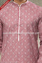 Designer Dark Pink/Off-white Color Cotton Fabric Mens Kurta Pajama PAWDAC1610