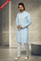 Designer Blue/Off-white Color Cotton Fabric Mens Kurta Pajama PAWDAC1611
