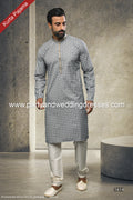 Designer Gray/Cream Color Cotton Fabric Mens Kurta Pajama PAWDAC1614