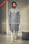 Designer Gray/Cream Color Cotton Fabric Mens Kurta Pajama PAWDAC1623