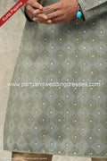 Designer Green/Tusser Color Cotton Fabric Mens Kurta Pajama PAWDAC1624