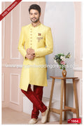 Designer Lemon/Maroon Color Banarasi Art Silk Mens Indo Western PAWDAC1664