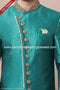 Designer Sea Green/Cream Color Banarasi Art Silk Mens Indo Western PAWDAC1667