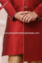 Designer Maroon/Chikoo Color Banarasi Art Silk Mens Indo Western PAWDAC1668