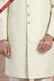 Designer Pista Green/Cream Color Imported Jacquard Silk Mens Indo Western PAWDAC1675