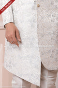 Designer Off-white/Gray Color Imported Jacquard Silk Mens Indo Western PAWDAC1681