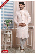 Designer Pink/Off-white Color Imported Jacquard Silk Mens Indo Western PAWDAC1682