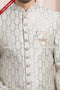Designer Gray/Cream Color Imported Jacquard Silk Mens Indo Western PAWDAC1683