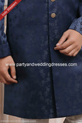 Designer Blue/Off-white Color Imported Jacquard Silk Mens Indo Western PAWDAC1690