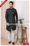 Designer Green-Black/Off-white Color Imported Jacquard Silk Mens Indo Western PAWDAC1693