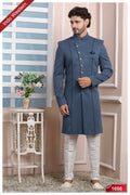 Designer Gray/Off-white Color Imported Jacquard Silk Mens Indo Western PAWDAC1698