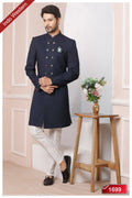 Designer Blue/Off-white Color Imported Jacquard Silk Mens Indo Western PAWDAC1699