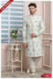 Designer Pista Green/Cream Color Art Silk Mens Indo Western PAWDAC1702