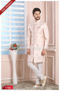 Designer Light Pink/Cream Color Art Silk Mens Indo Western PAWDAC1703