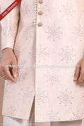 Designer Light Pink/Cream Color Art Silk Mens Indo Western PAWDAC1703