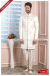 Designer Cream/Cream Color Art Silk Mens Indo Western PAWDAC1711