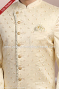 Designer Gold/Cream Color Art Silk Mens Indo Western PAWDAC1712