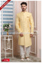 Designer Yellow/Cream Color Art Silk Mens Indo Western PAWDAC1714