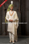 Designer Cream/Cream Color Georgette Fabric Mens Sherwani PAWDAC1726