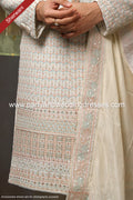 Designer Cream/Cream Color Georgette Fabric Mens Sherwani PAWDAC1726