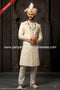 Designer Cream/Cream Color Art Silk Fabric Mens Sherwani PAWDAC1728