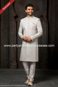 Designer Cream/Off-white Color Art Silk Fabric Mens Sherwani PAWDAC1737