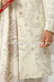 Designer Cream/Cream Color Art Silk Fabric Mens Sherwani with Stole PAWDAC1751