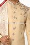 Designer Beige/Cream Color Art Silk Fabric Mens Sherwani with Stole PAWDAC1753