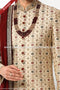 Designer Cream/Maroon Color Art Silk Fabric Mens Sherwani with Stole PAWDAC1759