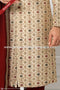 Designer Cream/Maroon Color Art Silk Fabric Mens Sherwani with Stole PAWDAC1759