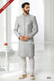 Designer Gray/Off-white Color Art Silk Fabric Mens Sherwani PAWDAC1764