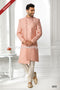 Designer Peach/Cream Color Art Silk Fabric Mens Sherwani PAWDAC1765