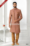 Designer Pista Green/Chikoo Color Art Silk Fabric Mens Sherwani PAWDAC1769
