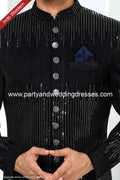 Designer Navy Blue/Off-white Color Art Silk Mens Indo Western PAWDAC1786