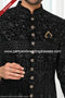 Designer Black/Black Color Art Silk Fabric Mens Sherwani PAWDAC1788
