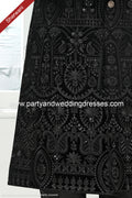 Designer Black/Black Color Art Silk Fabric Mens Sherwani PAWDAC1788