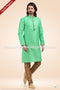 Designer Green/Chikoo Color Jacquard Banarasi Silk Fabric Mens Kurta Pajama PAWDAC1807